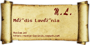 Módis Lavínia névjegykártya